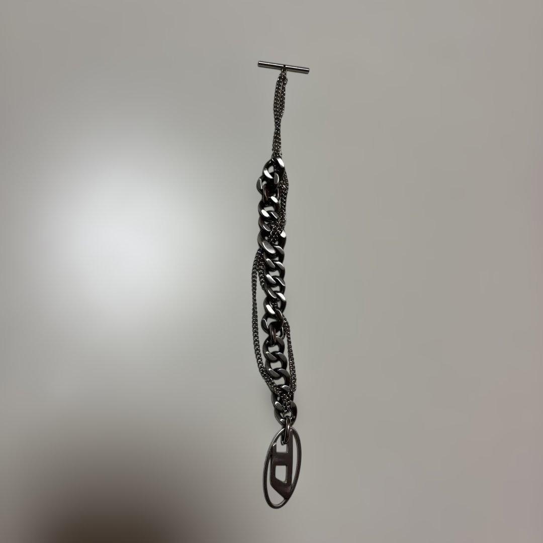 DIESEL シルバー チェーンブレスレット(箱、袋付き)