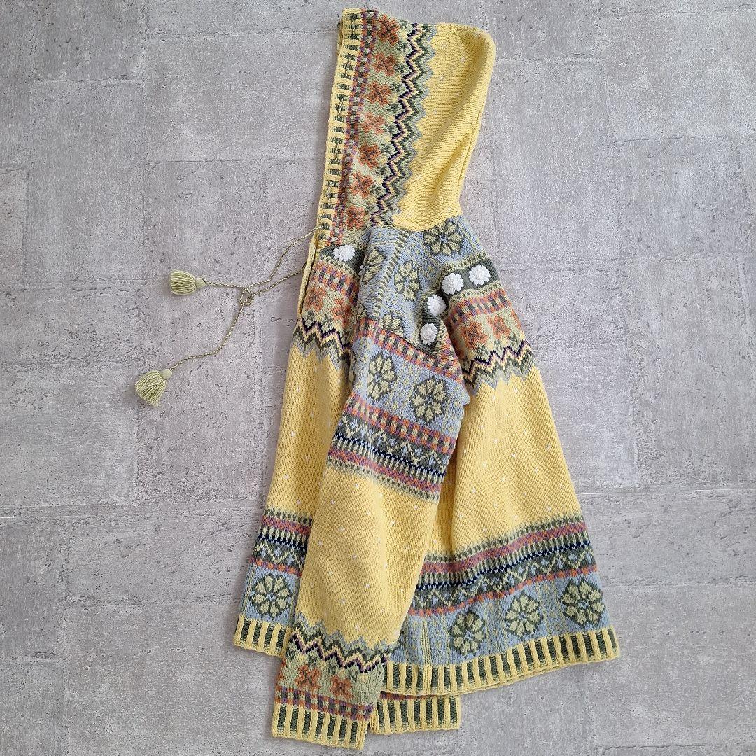 PINK HOUSE ピンクハウス フェアアイル柄 フーディー ニット 美品