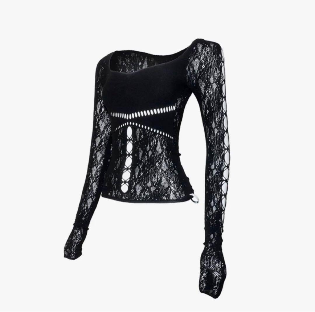 トップス theredthread S ruched sculpt body lace