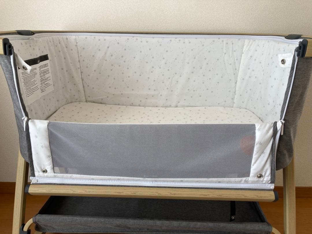【美品】HZDMJ折りたたみベビーベッド グレー