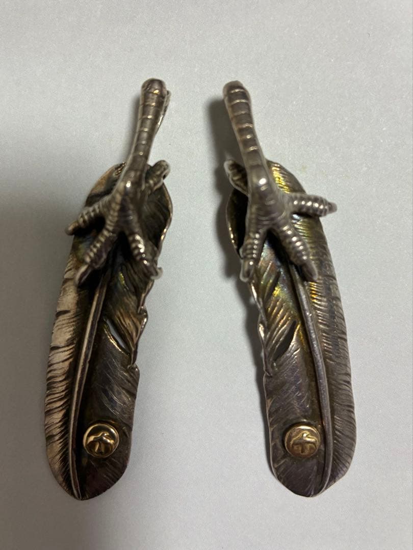 インディアンジュエリーシルバー、銀爪2個ネックレス