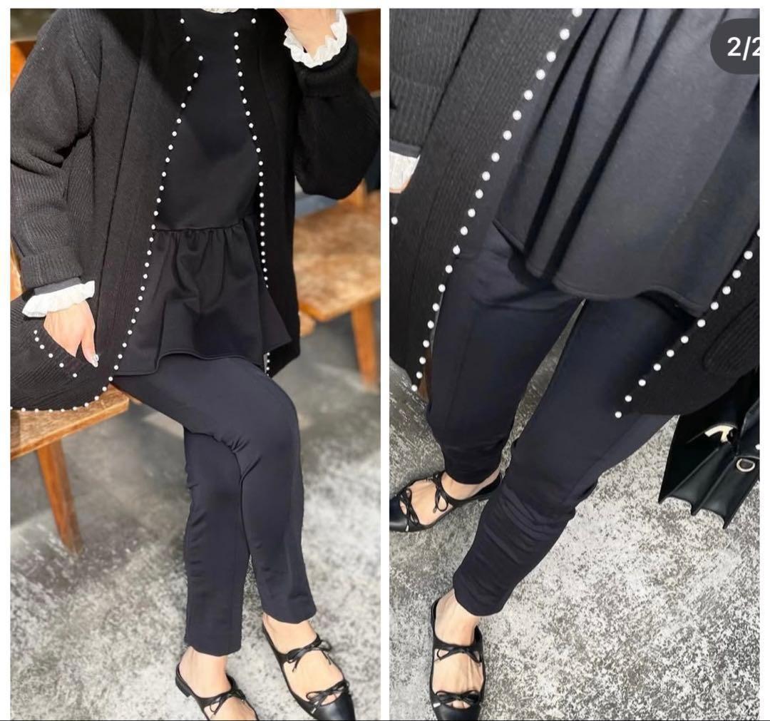 ツルバイマリコオイカワ　パールカーディガン　ロング丈