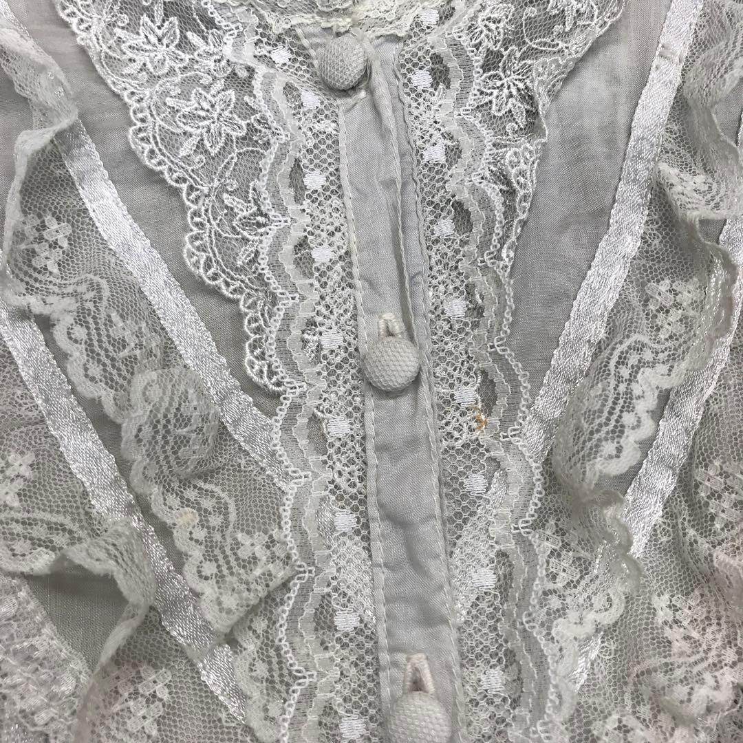 レトロ ロマンティック メルヘン 古着 DOROTHY フリルレース装飾ブラウス