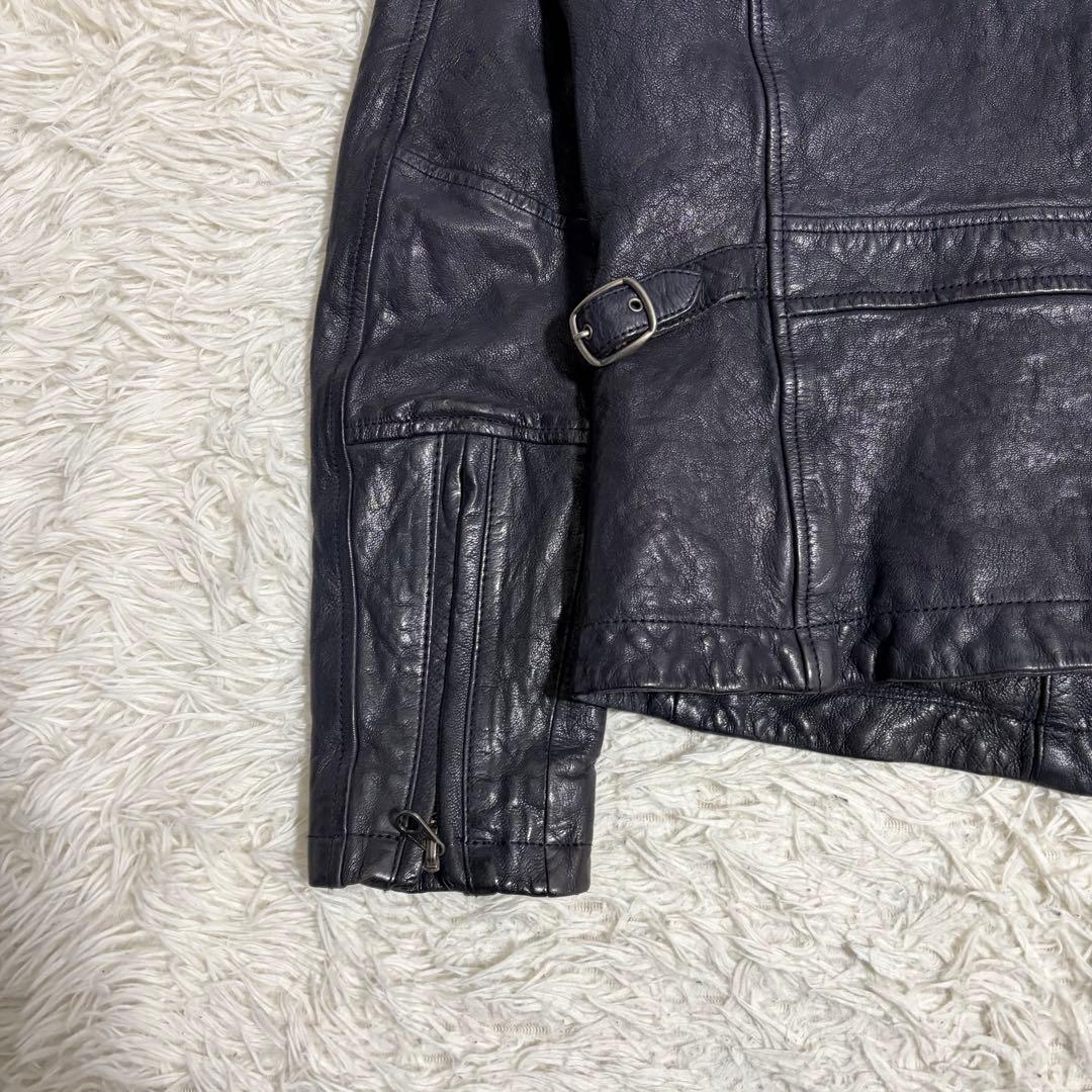 AVIREX マルチワッペン ゴートスキン シングルライダースジャケット L