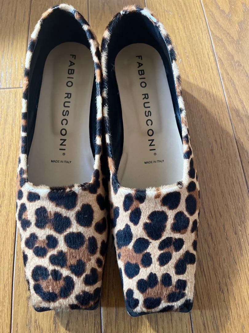 FABIO RUSCONI ヒョウ柄 スクエアトゥパンプス