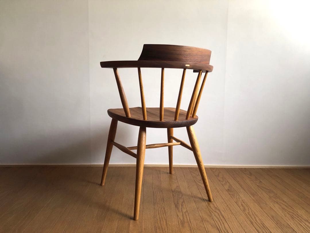 柏木工 キャプテンチェア ウォールナット&オーク無垢材 アーム付き オイル仕様