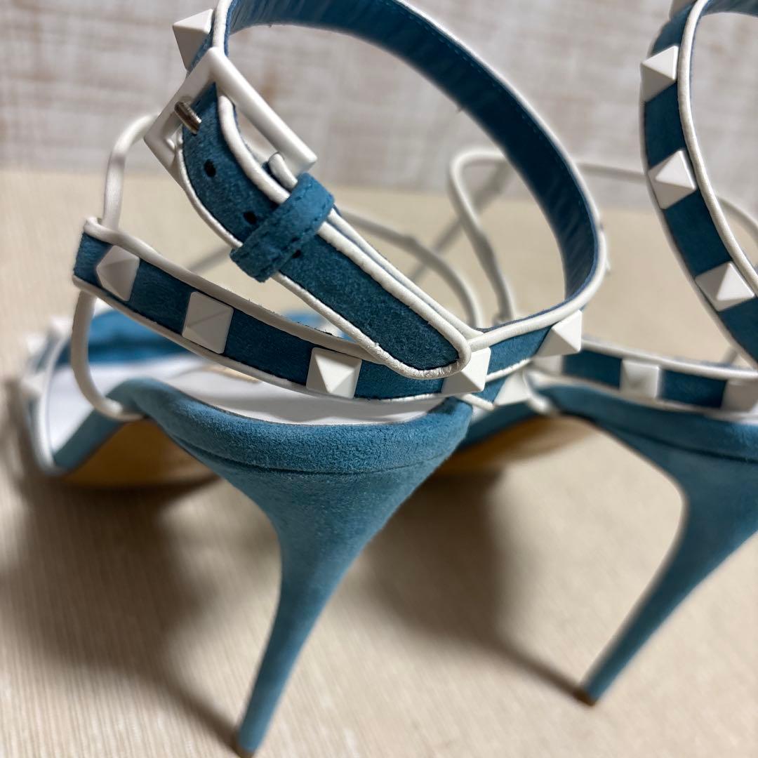 Valentino 青白 スタッズ ハイヒール25㎝〜25.5㎝
