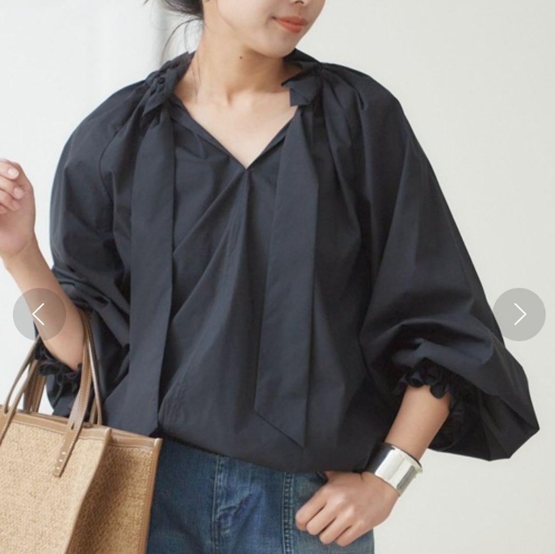 journal standard l'essage　リボンブラウス　ブラック