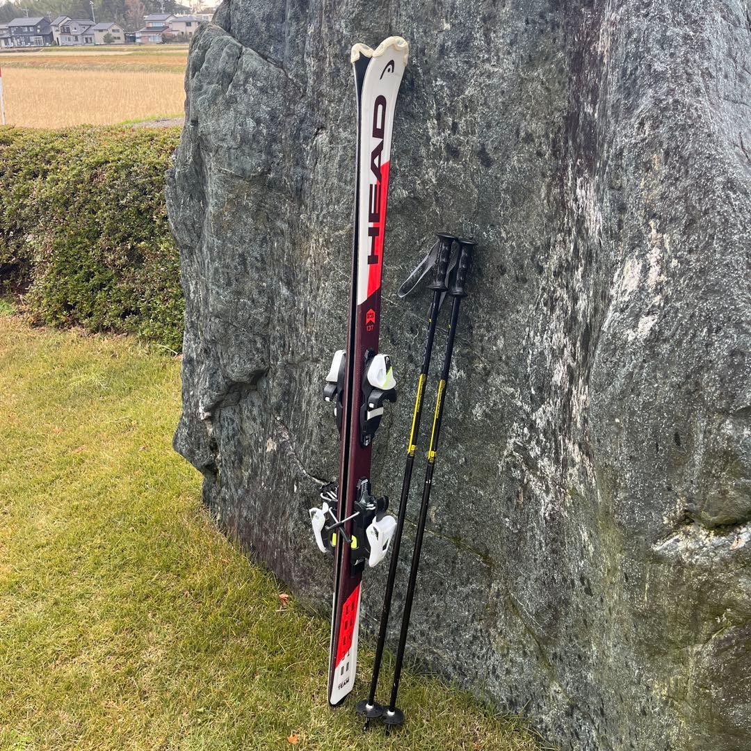 HEAD ジュニアスキー(137cm)、ストック(105cm)セット