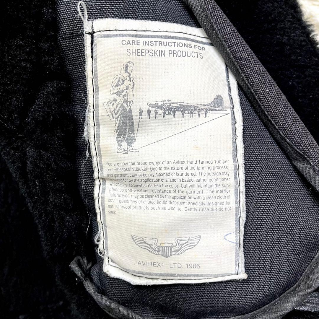 超肉厚/美品✨アヴィレックス B-3 ムートン フライトジャケット レザー 36