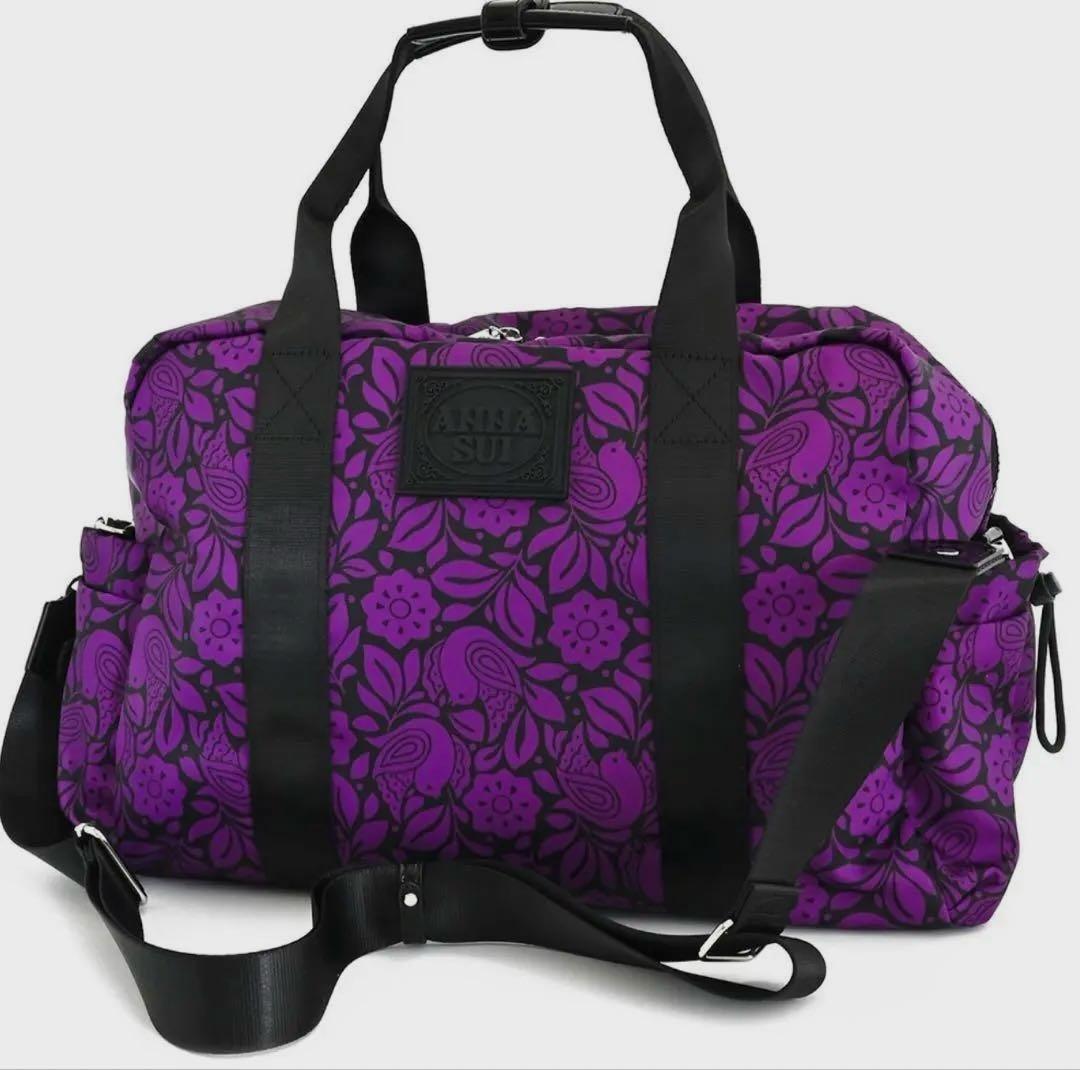 【新品未使用】アナスイ バッグ 2wayバッグ 紫 パープル 花柄ボストンバッグ