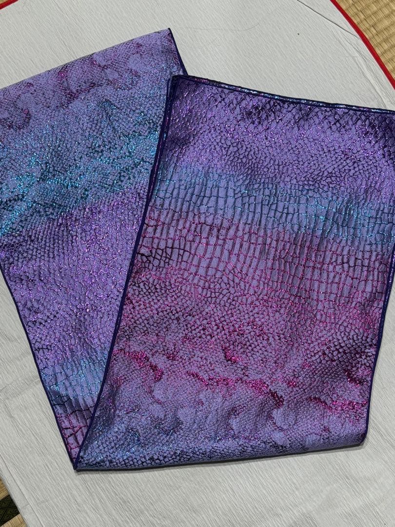 大人兵児帯【ブラックリリー】【クロコダイルパープル】のセット