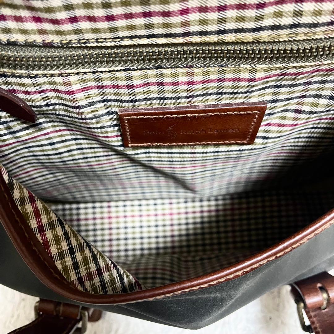 ポロラルフローレン ショルダーバッグ レザー ヴィンテージ 茶色 2層式 棒 鞄