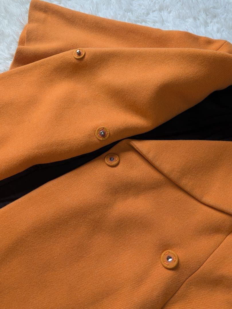 ソニアリキエル シルク コート 丸襟 フレア袖 Aライン オレンジ 40