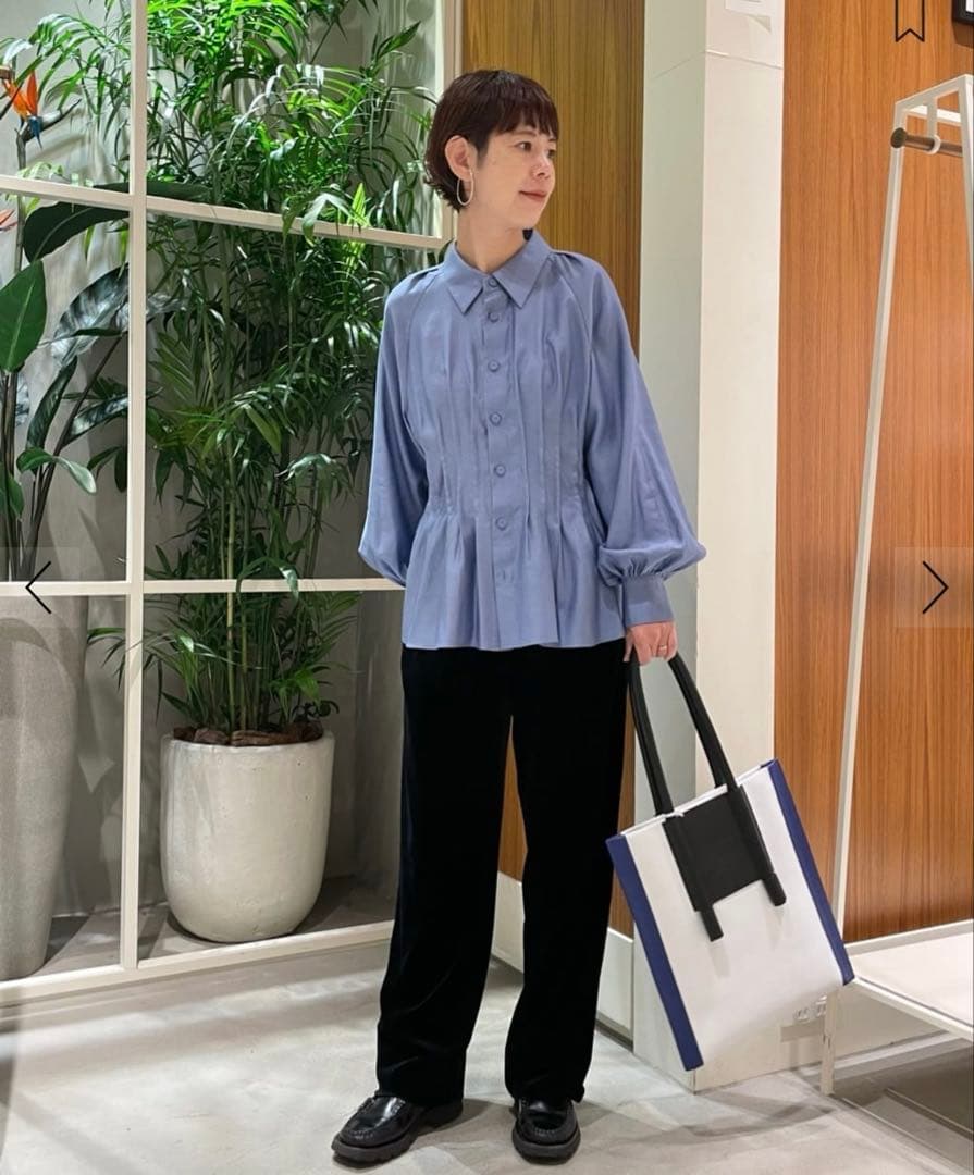 CABAN コットンサテンモールスキン タックブラウス