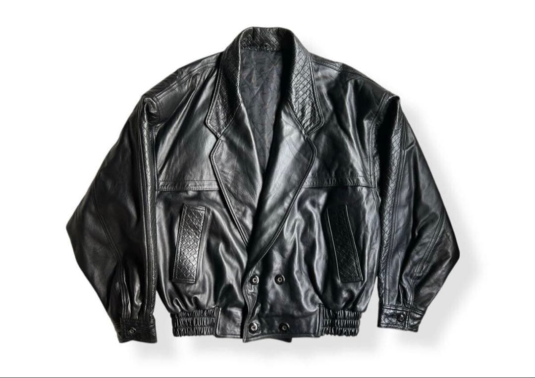 黒レザーダブルブレストジャケット