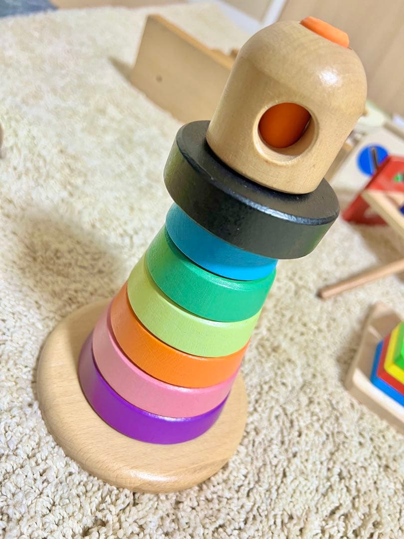 木の知育おもちゃセット　木製７点セット‼️モンテッソーリ