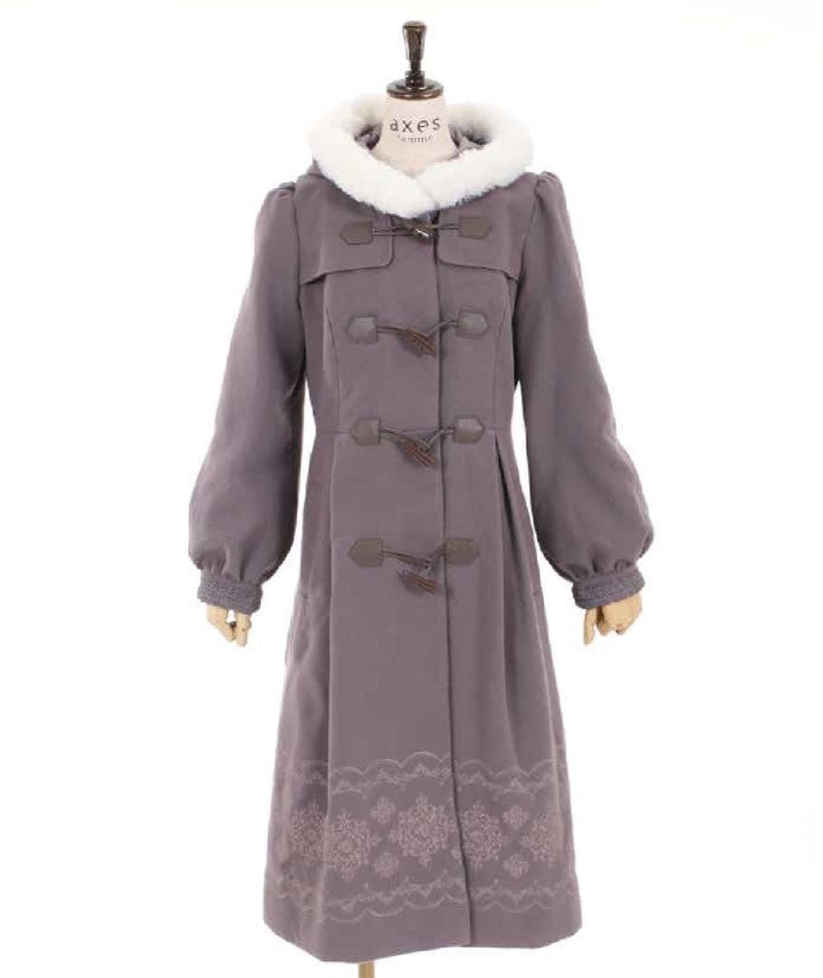 【極美品】axesfemme パネル刺繍ダッフルコート　ラベンダーL