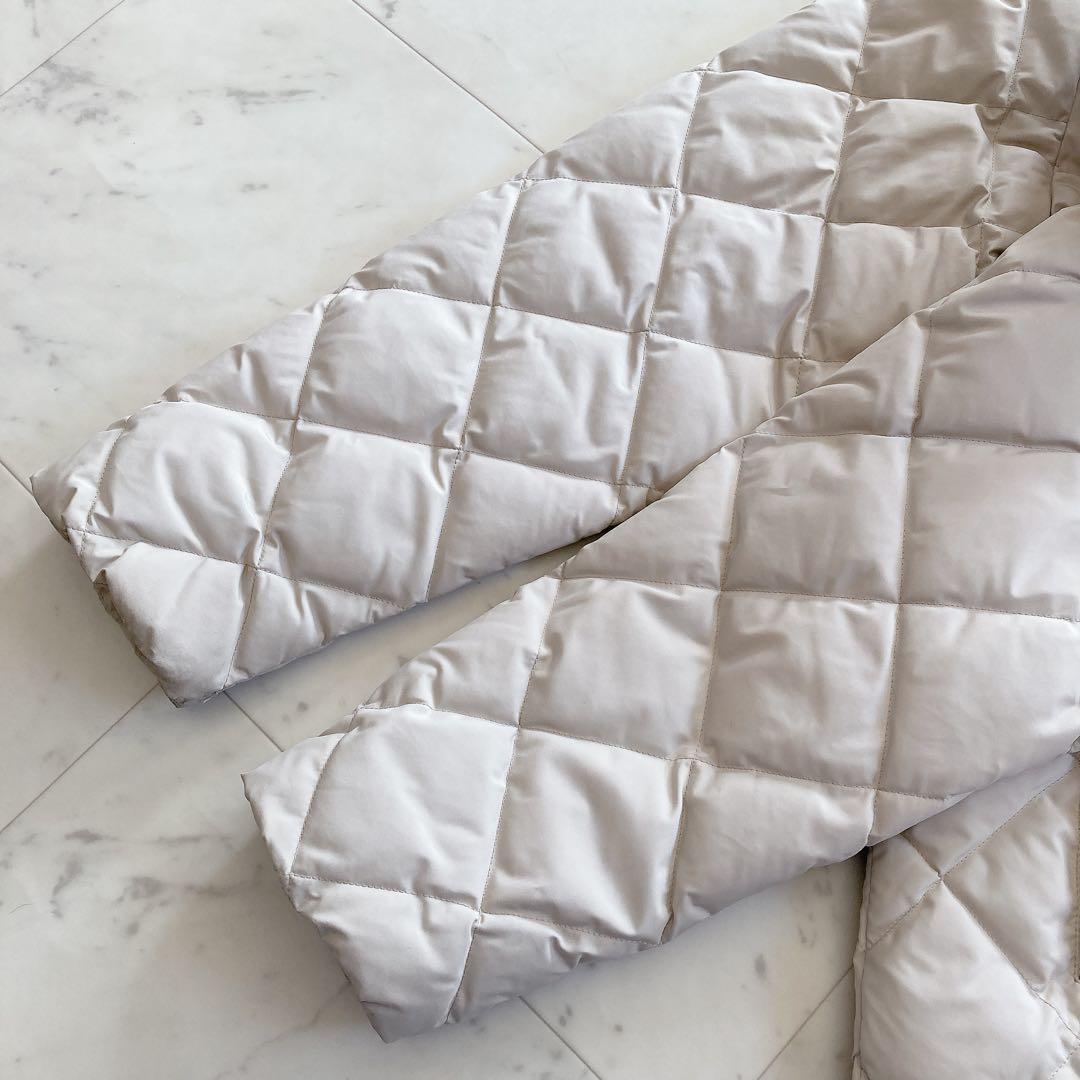 タイオン　リモンタイースト　別注ウエスト切替えノーカラーダウン　ベージュ