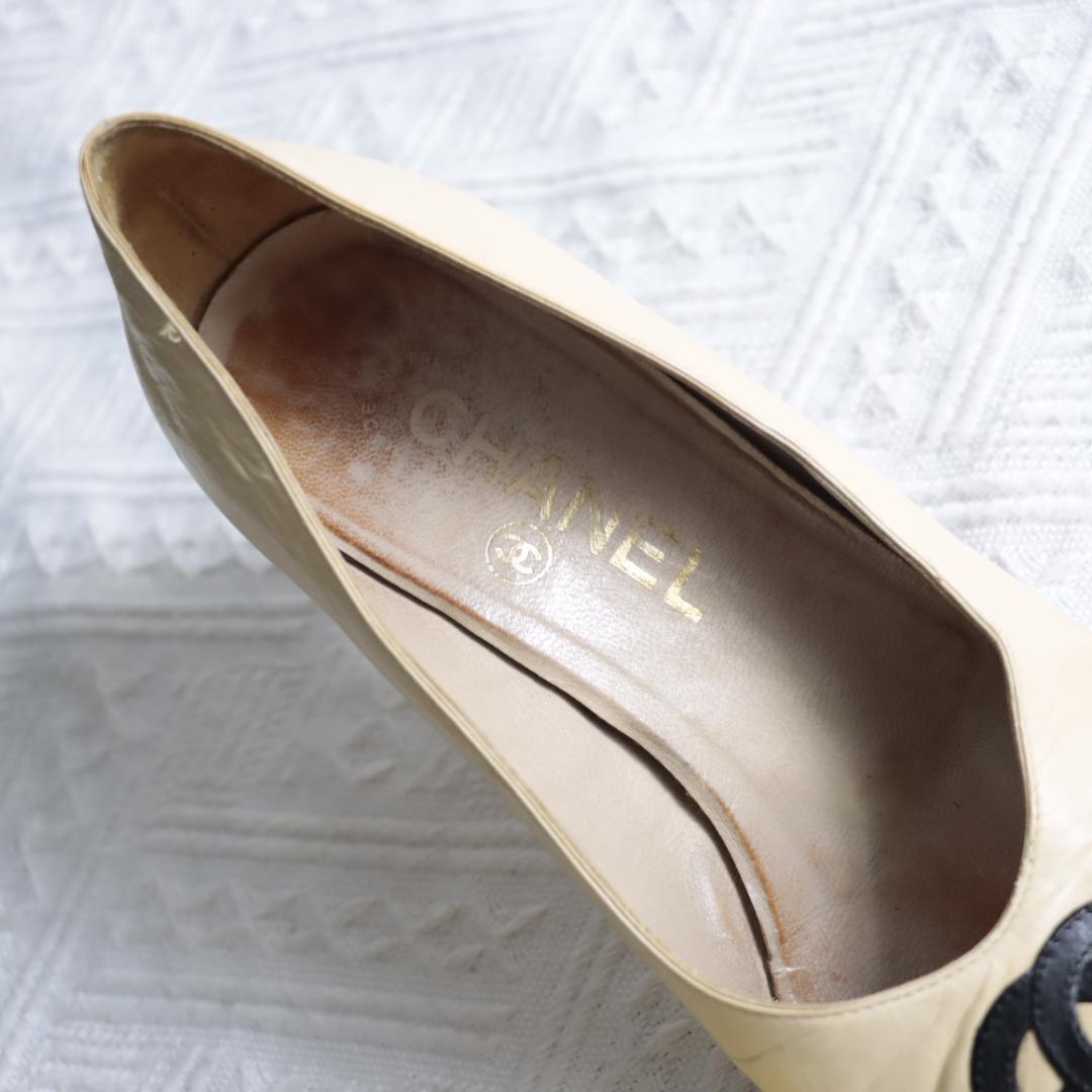 CHANEL　シャネル　ココマーク　バイカラー　パンプス　ハイヒール