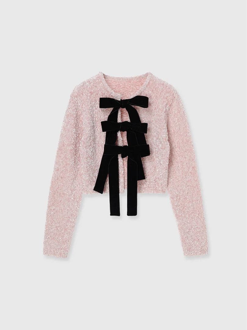 フロントリボンニットトップス