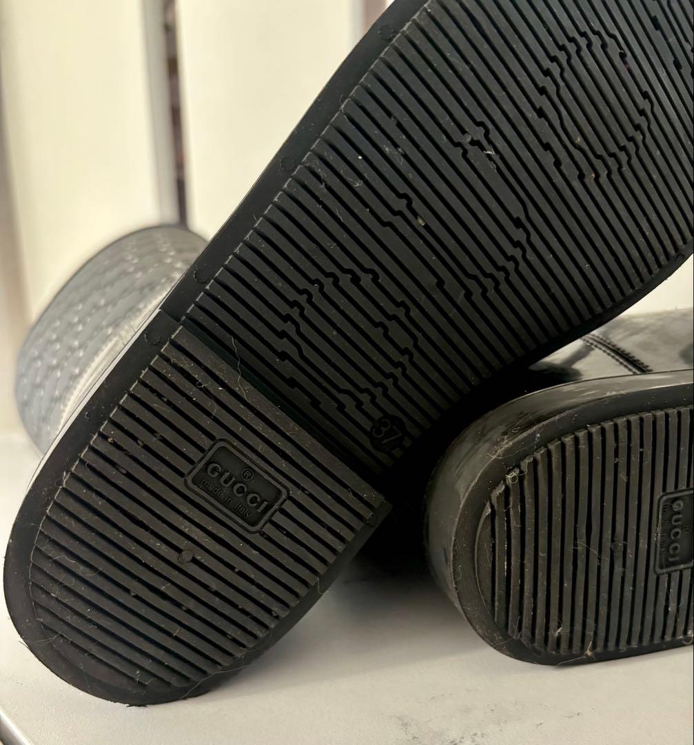 【GUCCI】グッチ ブラックラバーブーツ GGロゴ