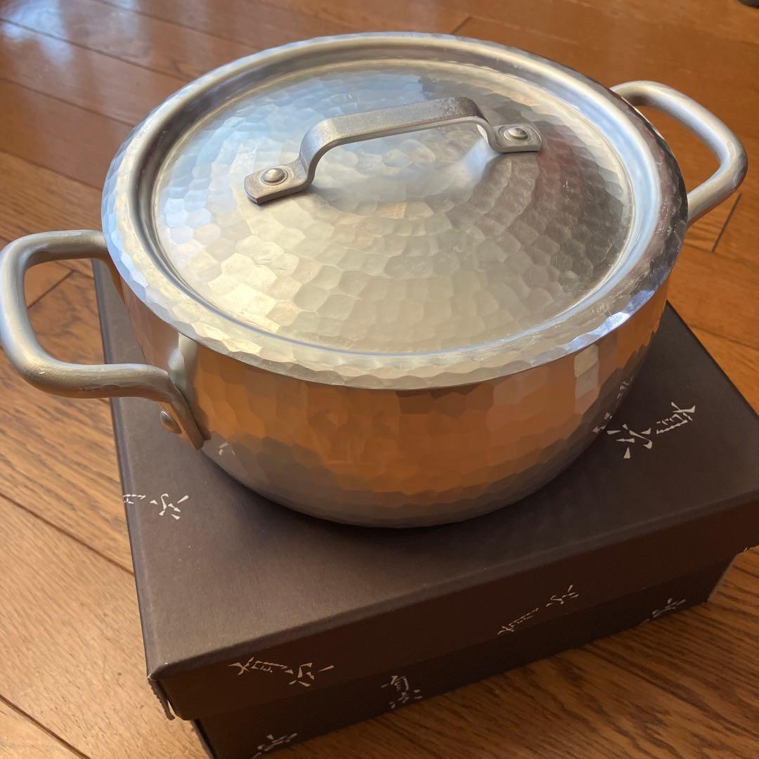 有次　両手鍋　未使用　18センチ　蓋あり