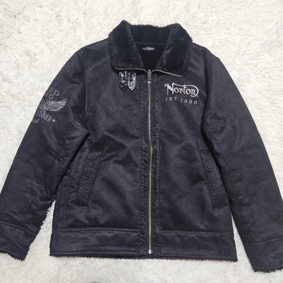 【極美品】Norton　フェイクムートンジャケット　ボア　バイカー　刺繍