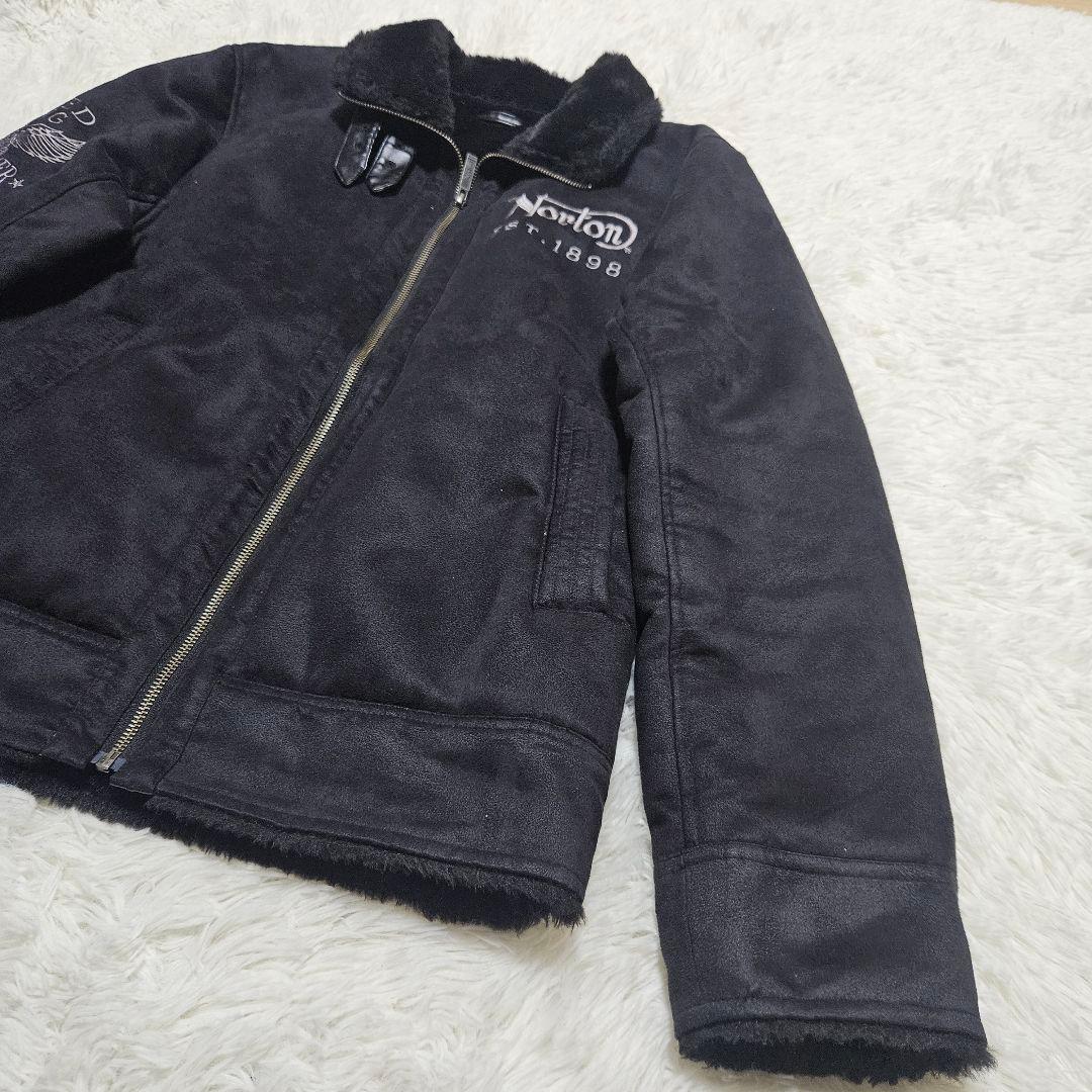 【極美品】Norton　フェイクムートンジャケット　ボア　バイカー　刺繍