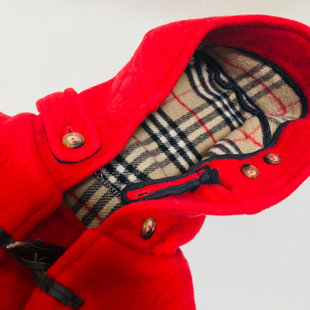 英国製 バーバリーロンドン　ロングダッフルコート　レッド　ノバチェック　赤　L