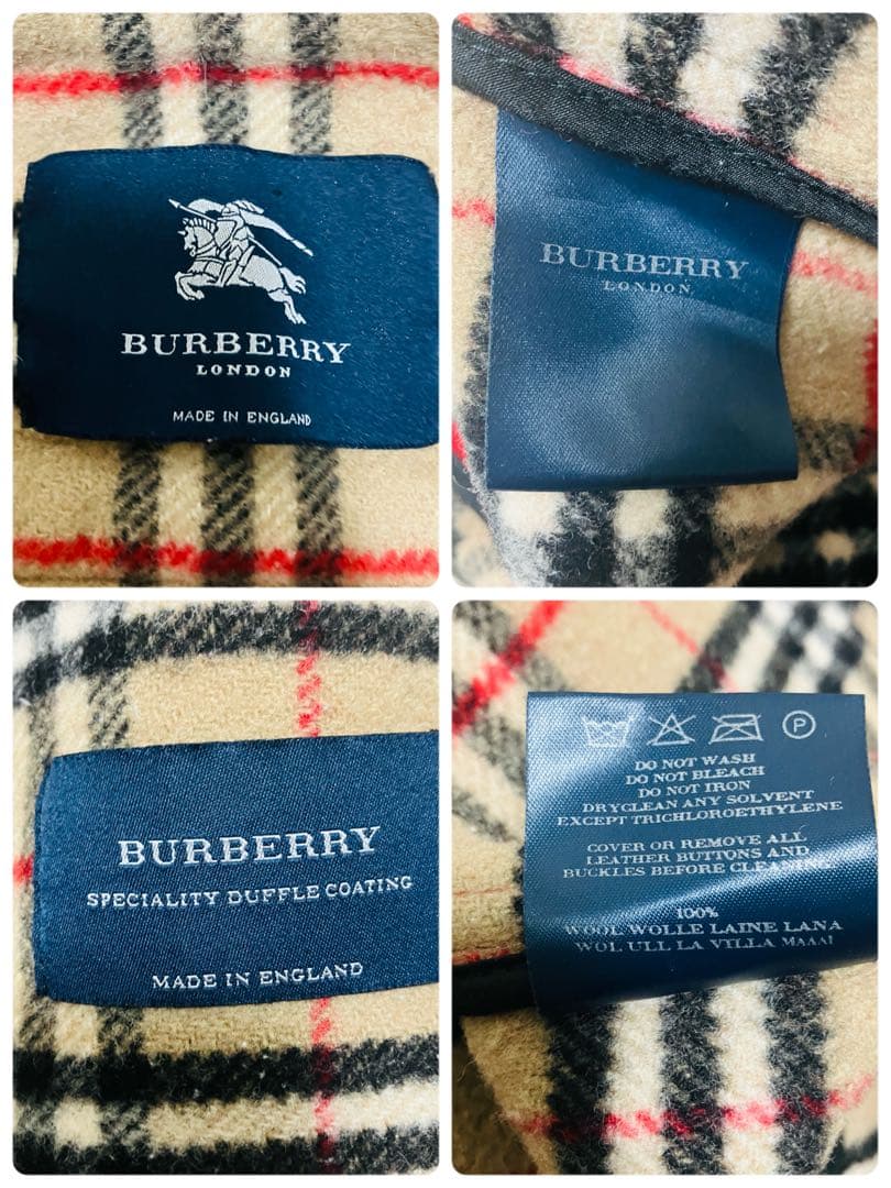 英国製 バーバリーロンドン　ロングダッフルコート　レッド　ノバチェック　赤　L