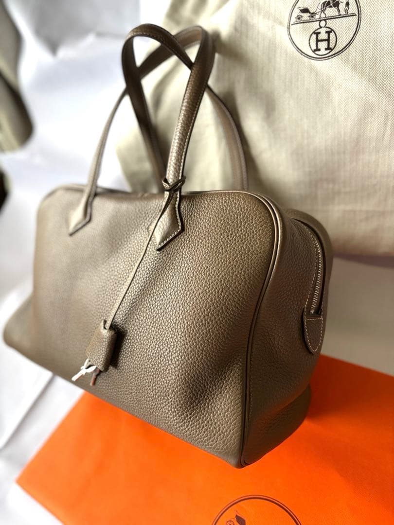 【美品】Hermesエルメスヴィクトリア35エトゥープQ刻⭐︎付属品あり