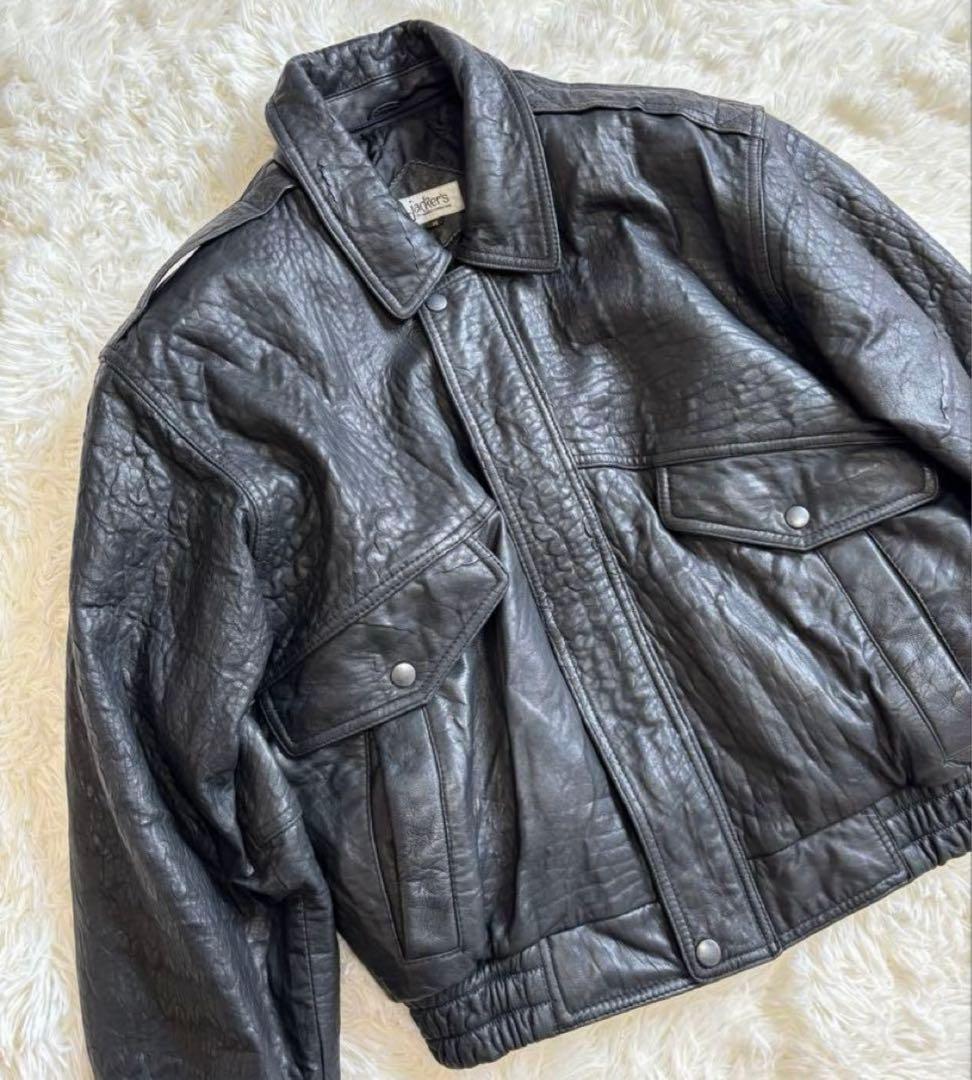 Vintage レザージャケット 　短丈古着 ブラック　M