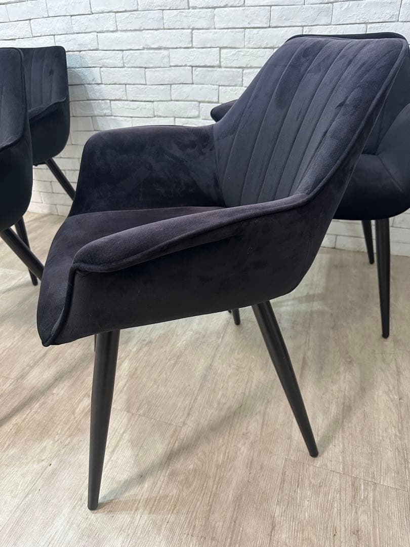 【M】定価7万　4脚セット　ベルベット　チェア　椅子　ダイニング