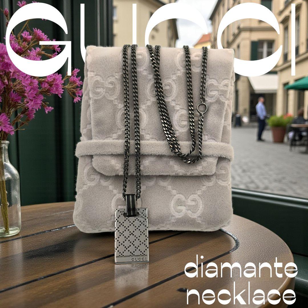 極美品✨GUCCI ディアマンテ シルバー925 プレート ネックレス グッチ