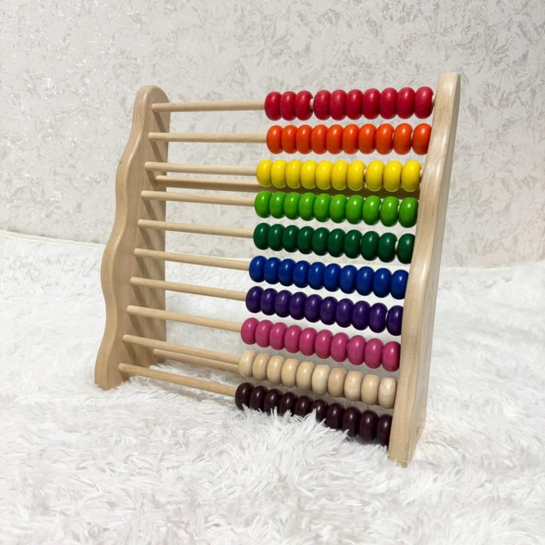 【美品】VOILA レインボーアバカス 100玉そろばん 木製玩具 98-14