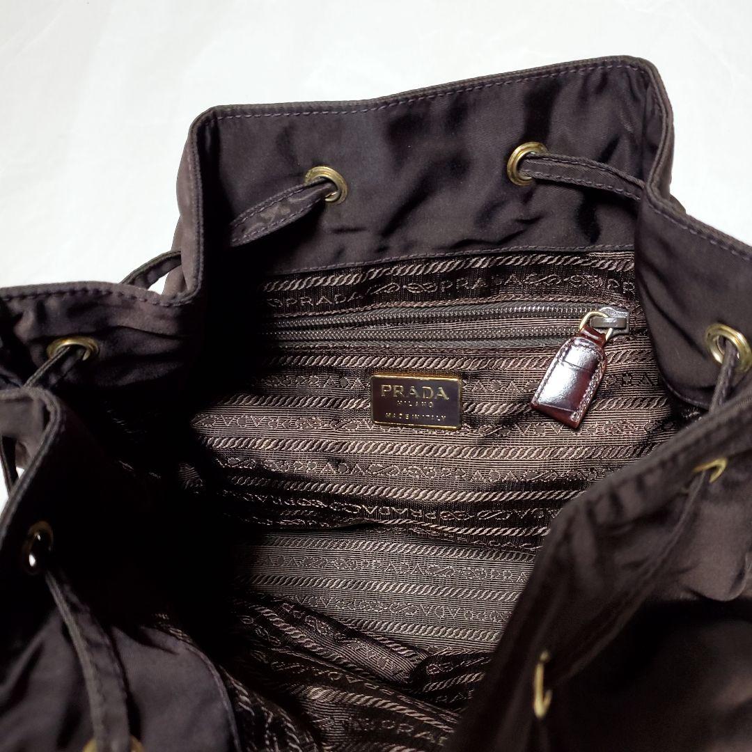 【値下げ】PRADA チョコブラウン ドローストリングバッグ