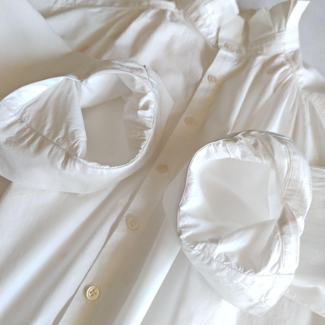 バスコ ハドゥ プルビオ 立襟 フリル ホワイト シャツ ブラウス インド製