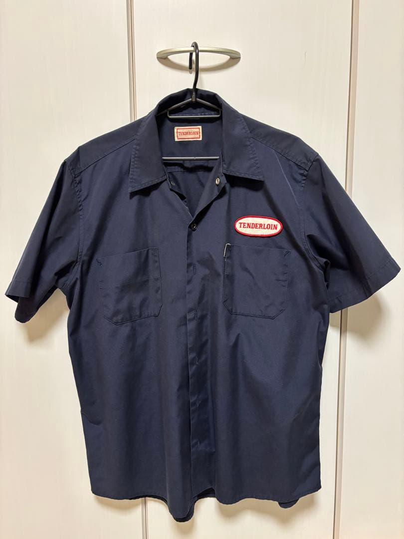 TENDERLOIN 半袖ワークシャツ ネイビー