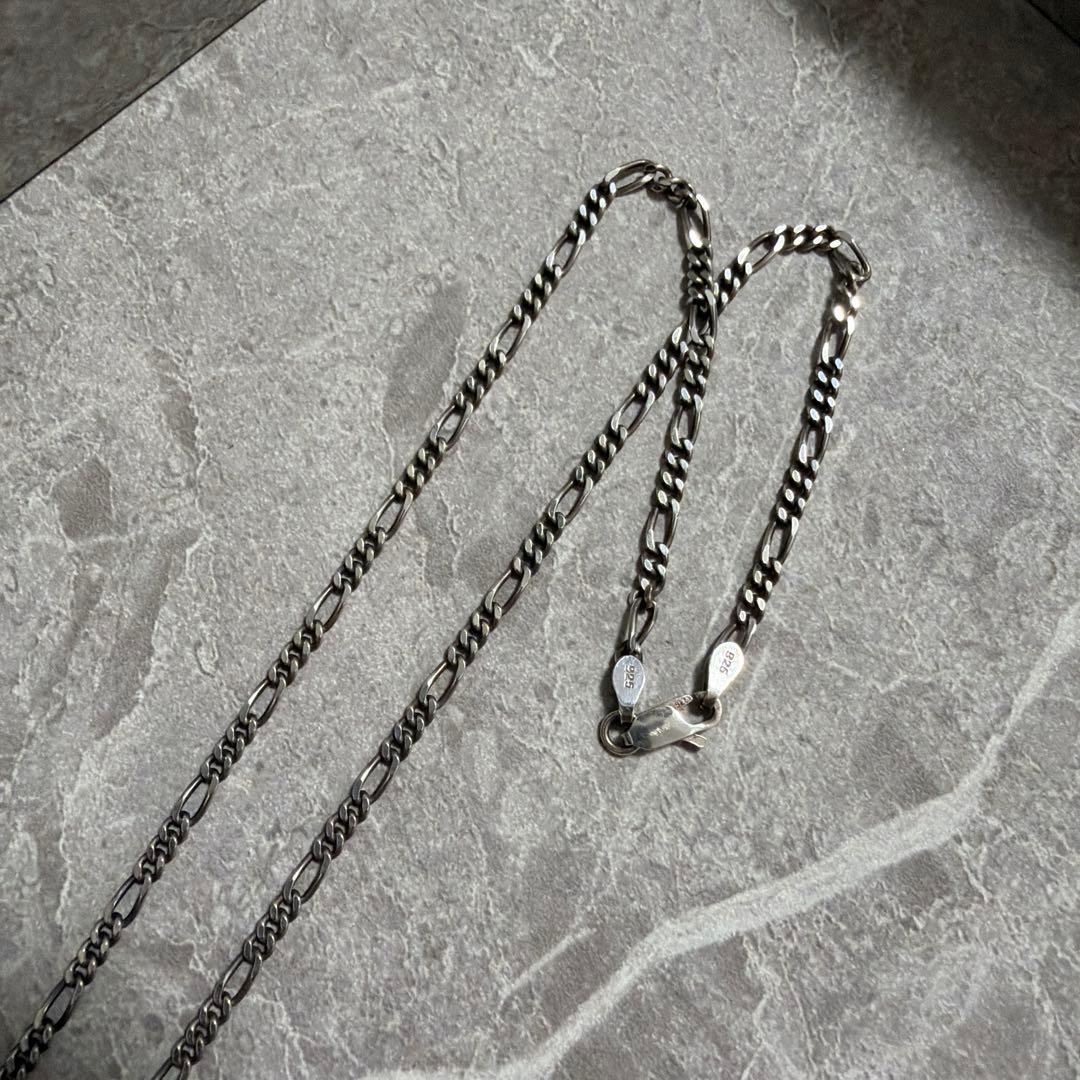 【レア】ヴィンテージ シルバー925 フィガロチェーンネックレス 50cm