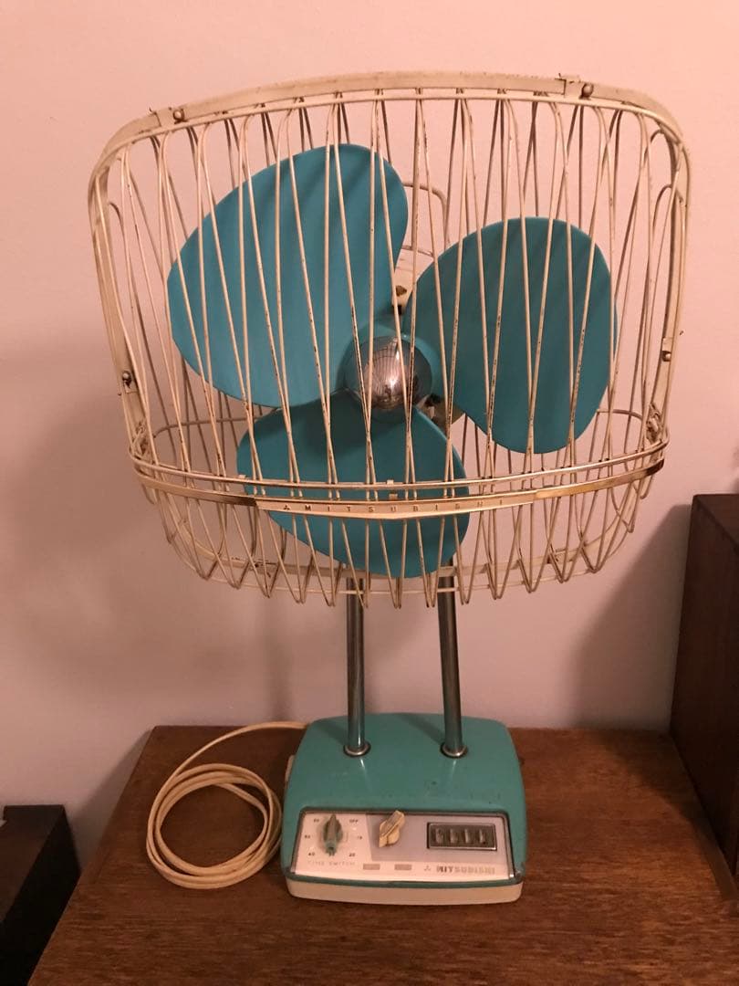 希少 昭和レトロ スクエア型 三菱 扇風機 R-30EC 動作品