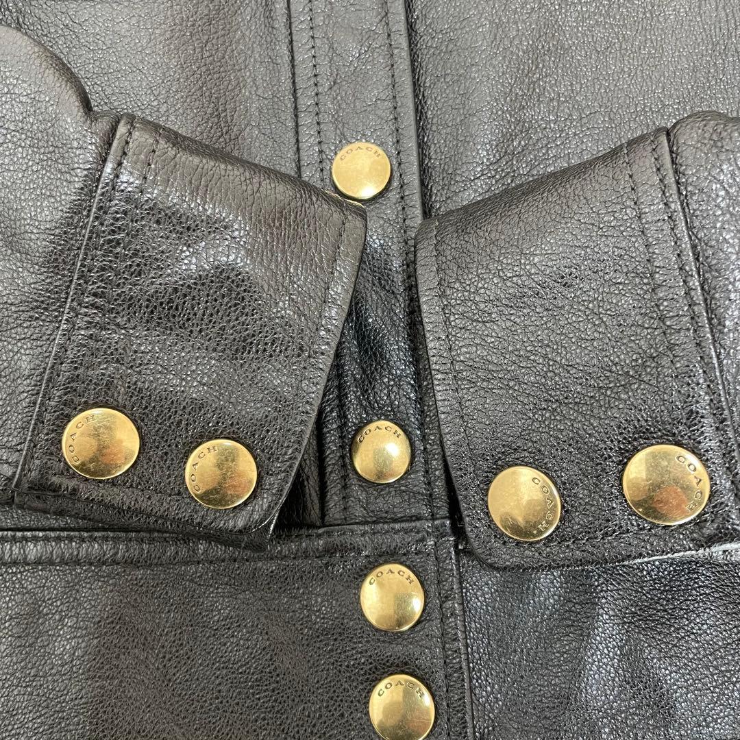 COACH ノーカラー レザージャケット 0(S相当) ブラック