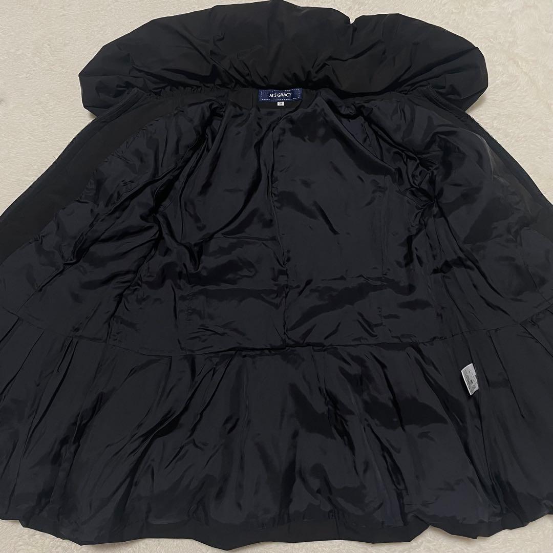 M'S GRACYエムズグレイシー グログランリボン付きダウンコート ブラック