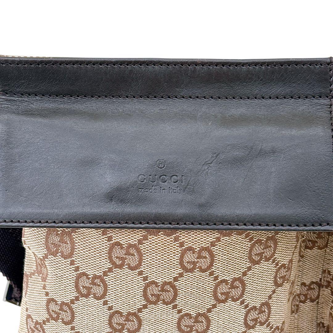 【美品】GUCCI/ボディバッグ/ウエストポーチ/GG キャンバス/ブラウン