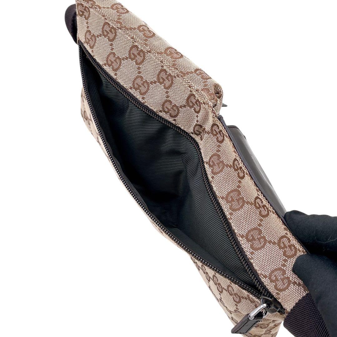 【美品】GUCCI/ボディバッグ/ウエストポーチ/GG キャンバス/ブラウン
