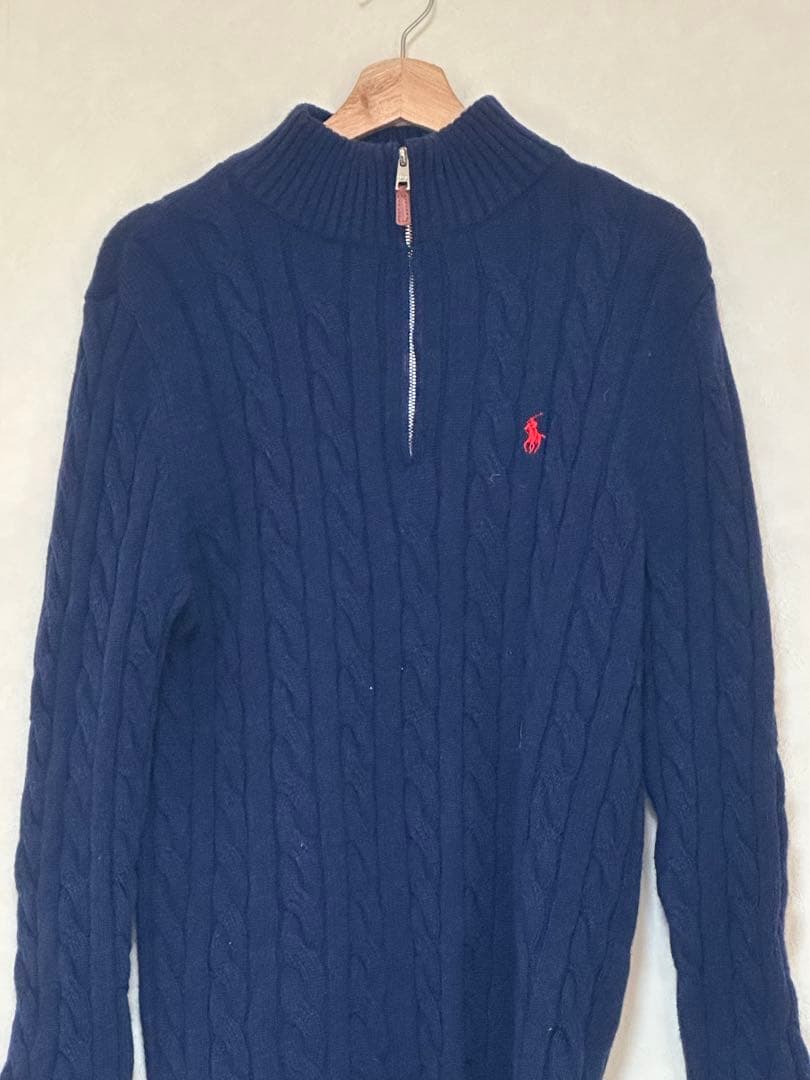 【最終値下げ】ポロ　ラルフローレン　ハーフジップニット　ネイビー