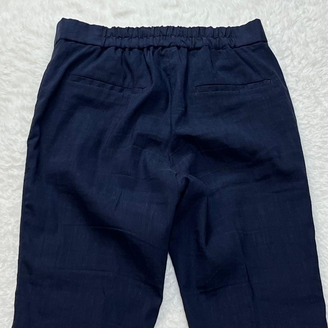 プラステ　PLST セットアップ　スーツ　ノーカラー　パンツ　リネン　ネイビー