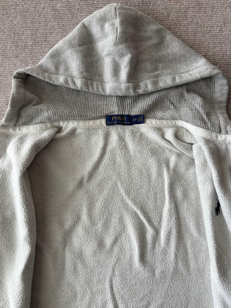 POLO ラルフローレン ジップパーカー グレー S 裏起毛 ロゴ刺繍