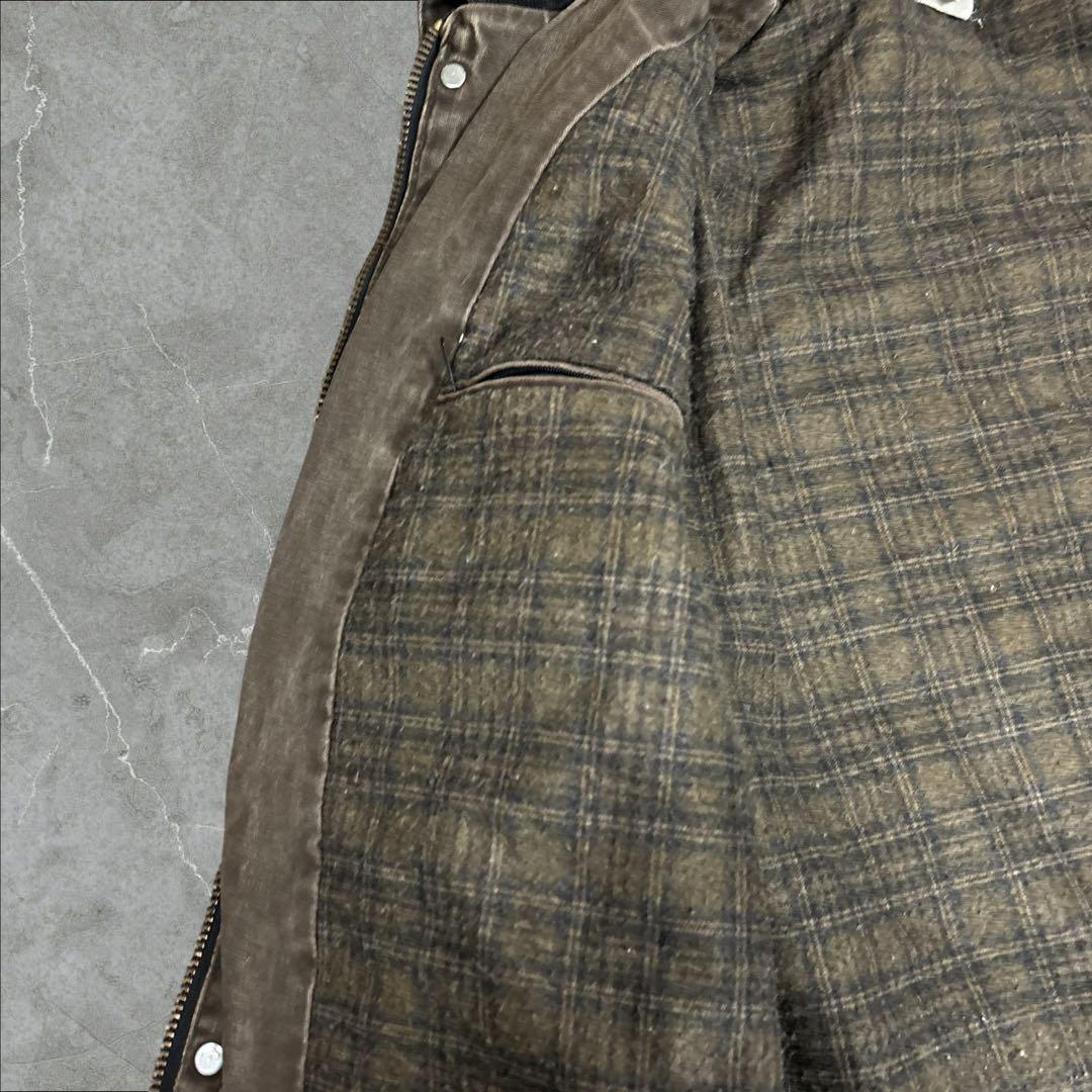 27]メキシコ製カーハート レザーロゴフルジップ ダック地ジャケットブルゾン古着