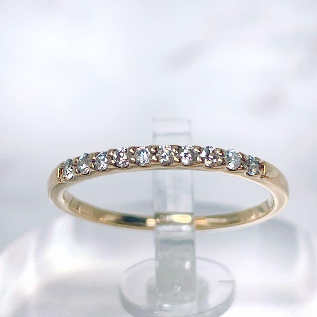 coco様::: K18 ダイヤ 0.10ct ハーフエタニティリング 5号
